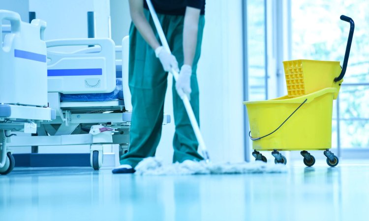 Disinfecting the hospital floors