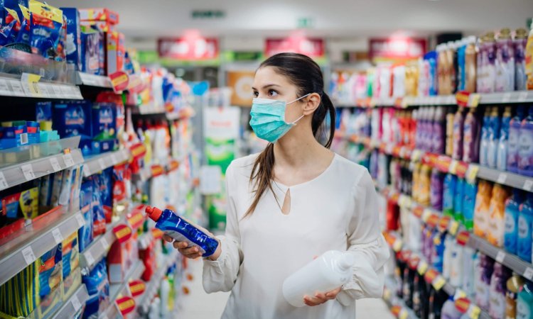 Hygiene, cleaning and biocide products in supermarket