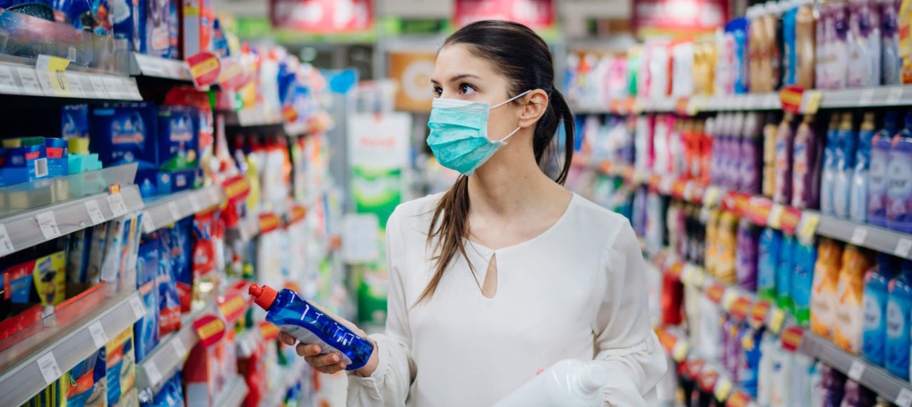 Hygiene, cleaning and biocide products in supermarket