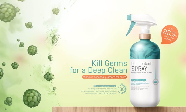 Images shows a labelled disinfectant that is EN 1040 compliant