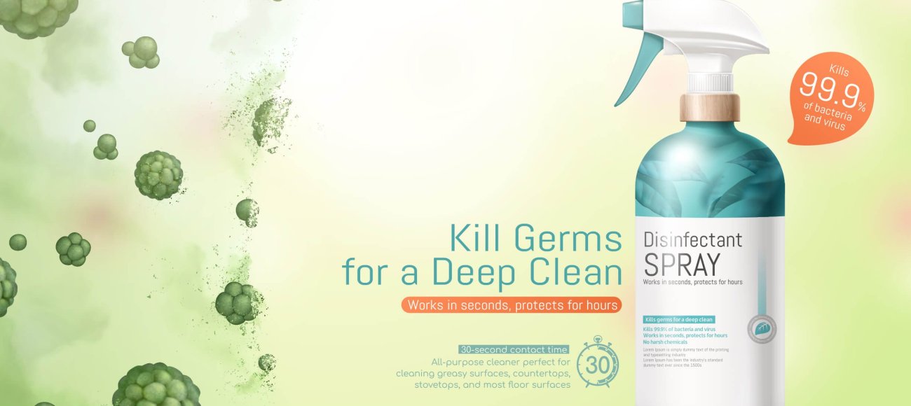 Images shows a labelled disinfectant that is EN 1040 compliant